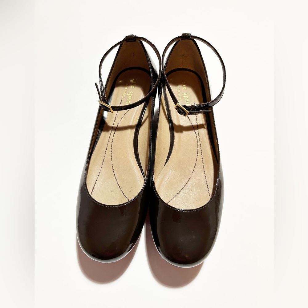 kate spade Black Patent Leather Ankle-Strap Platform Mary Janes